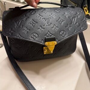 Louis Vuitton Black Crossbody Bag with Gold Accents